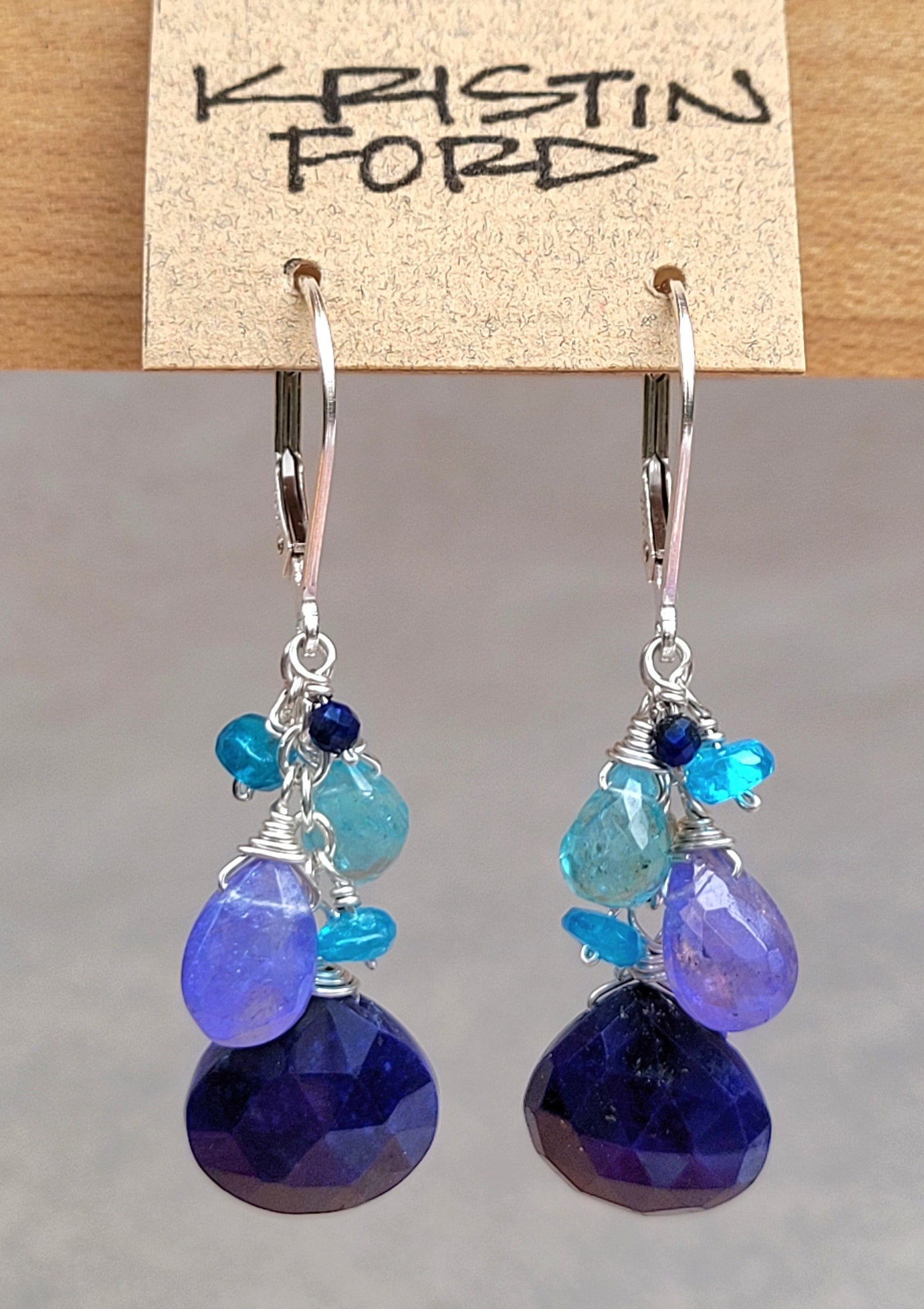 Lapiz Lazuli, Apatite & Tanzanite Earrings EBL1523