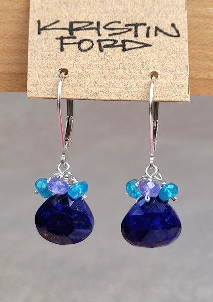 Lapiz Lazuli, Apatite & Tanzanite Earrings EBL1523