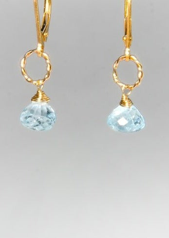 Blue Topaz Ring Drop Earrings DM-EBL01G