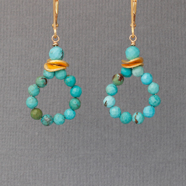 Strung Turquoise & Gold Chip Necklace NBL1019G