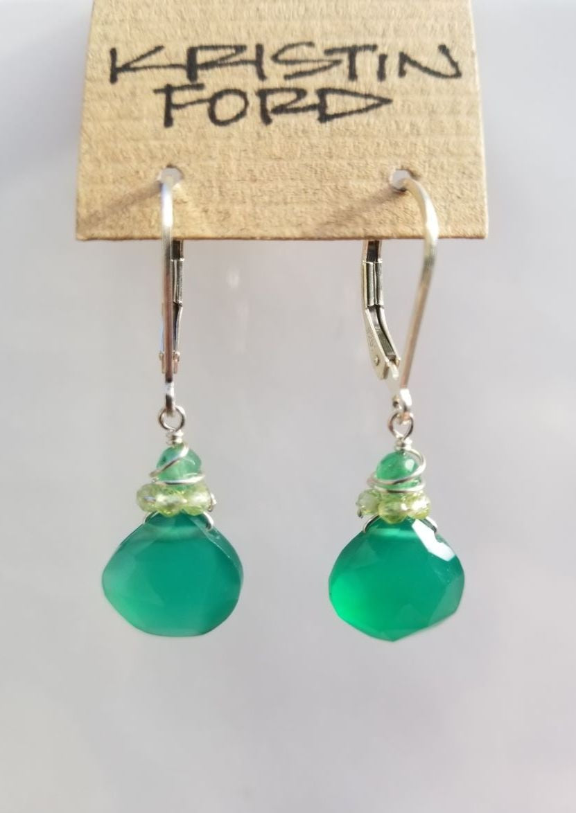 Green Onyx with Peridot Ring Earrings EGR1617