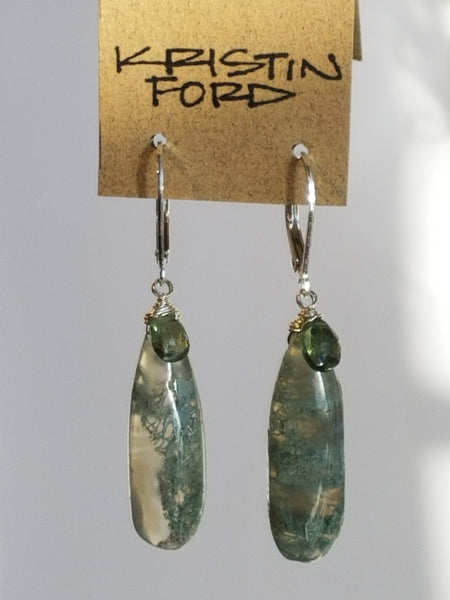 Moss Agate and Green Apatite Earrings EGR2520