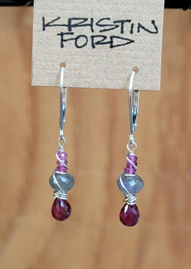 Ruby, Labradorite & Pink Tourmaline Earrings ERD1621