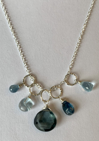 Slate Blue Quartz & Floaters Necklace NBL0221