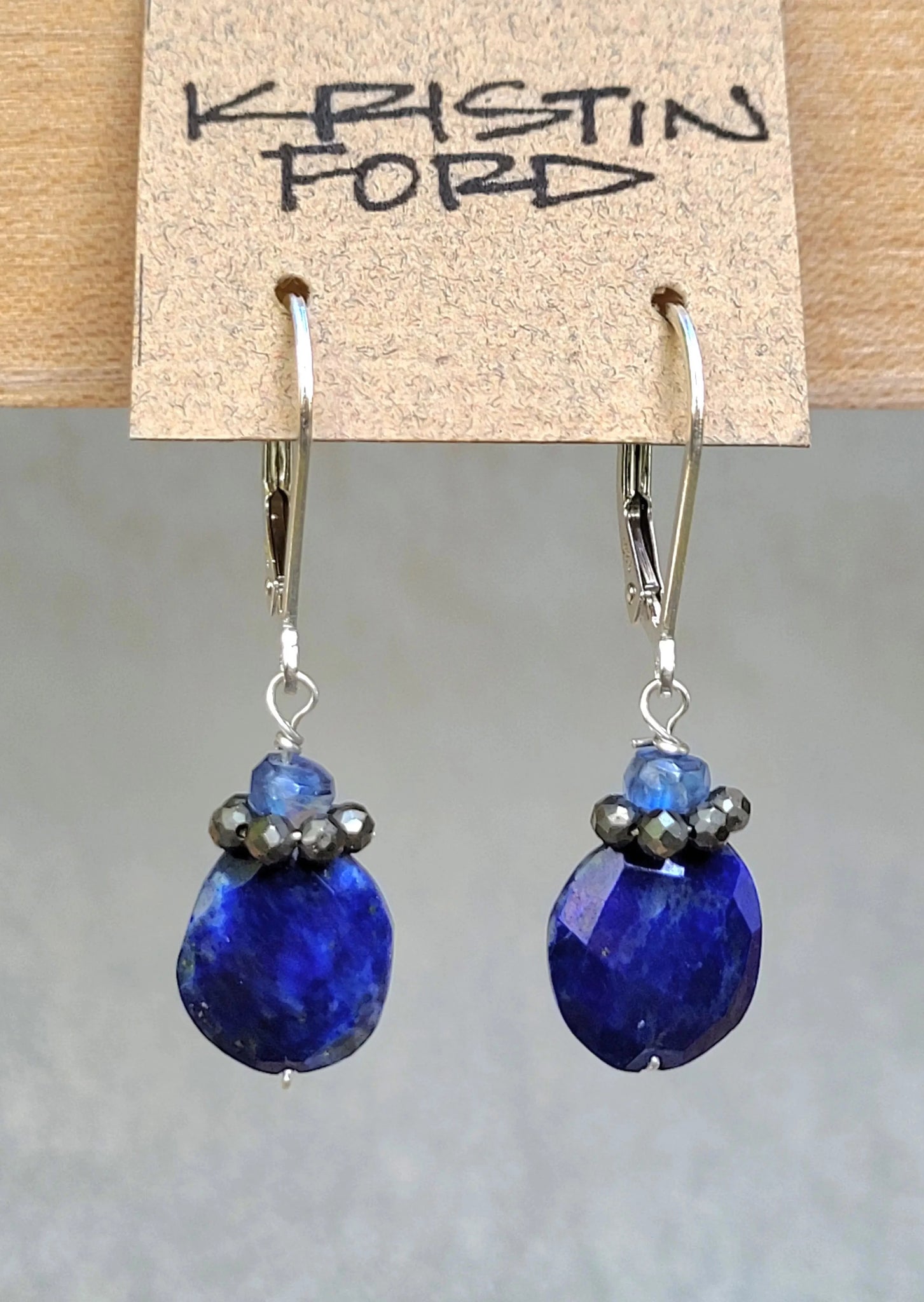 Lapis Lazuli, Pyrite & Kyanite Earrings EBL5122
