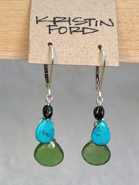Black Moonstone & Green Rutile Floater Necklace NBK0922