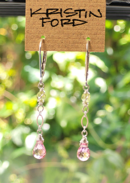 Pink Topaz & Peridot Earrings ERD1021